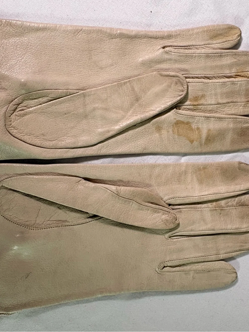 Classic Beige Leather Women's Gloves with Decorative Accent(bc14)